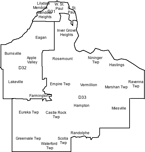Map of Dakota County with district boundaries