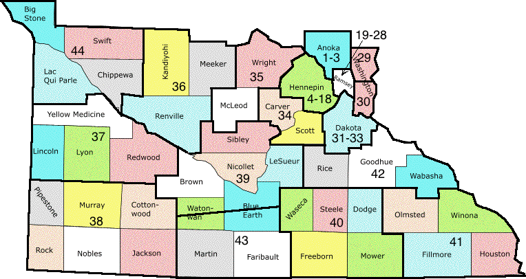 Map of Minnesota South Area with district boundaries