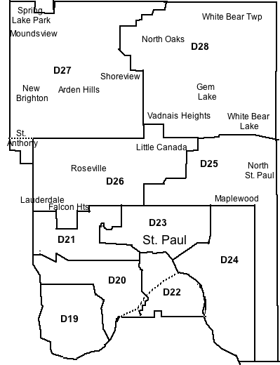 Map of Ramsey County with district boundaries