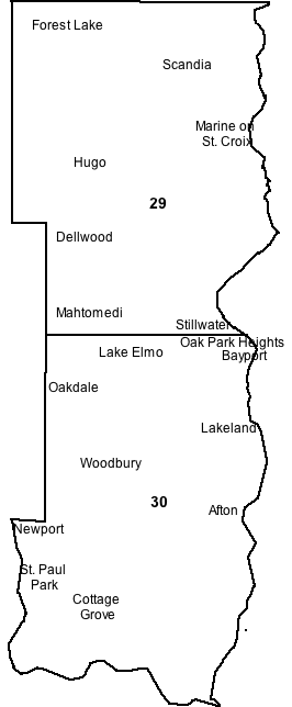 Map of Washington County with district boundaries